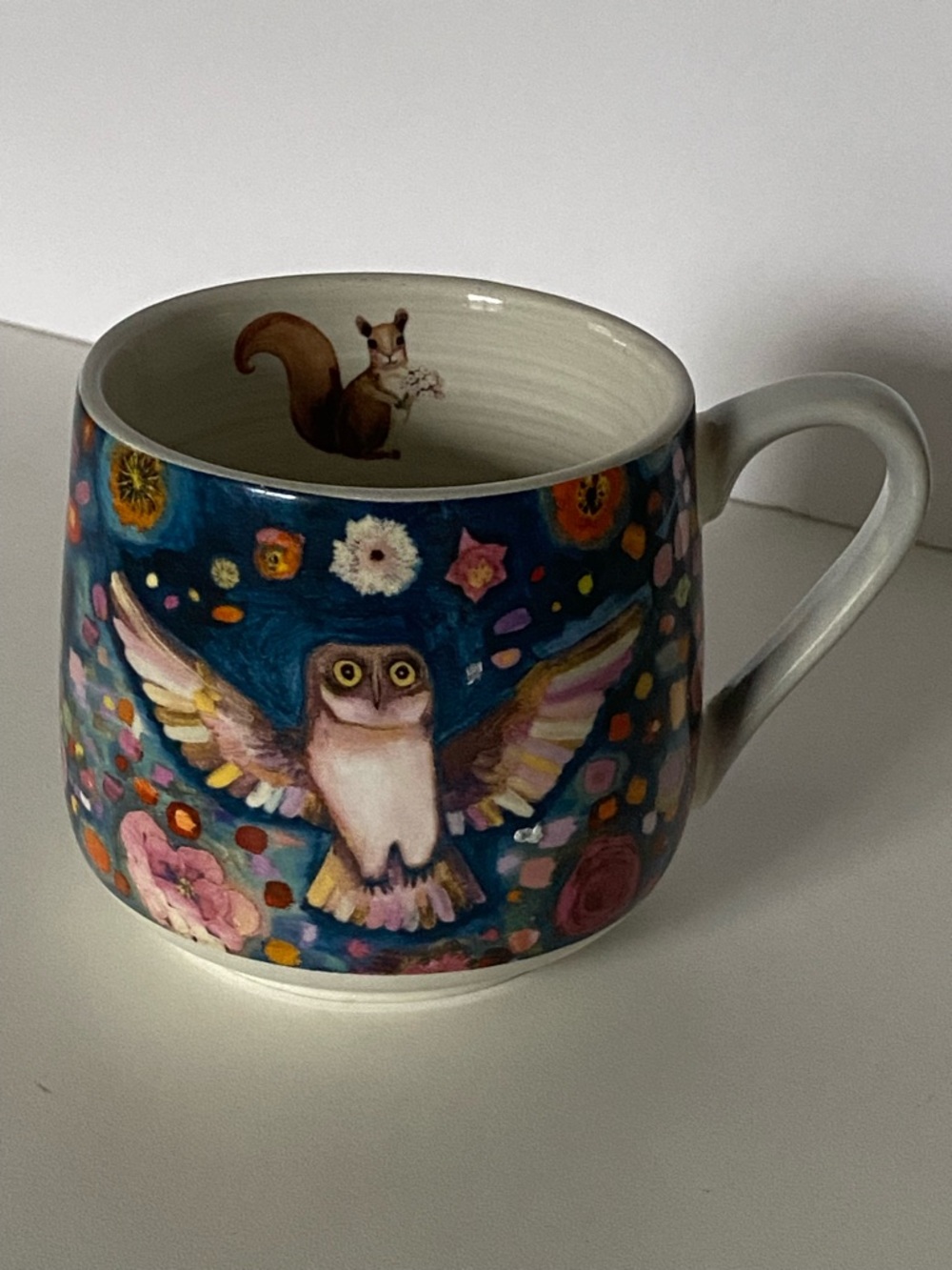 Owl Mug Squirrel Deer Greenbox Art By Halpin Blue Colorful Nature Woodland Woods
